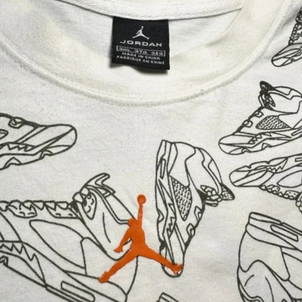 Nike Jordan All Over Front Print White Retro Shoes Sketch Orange Logo